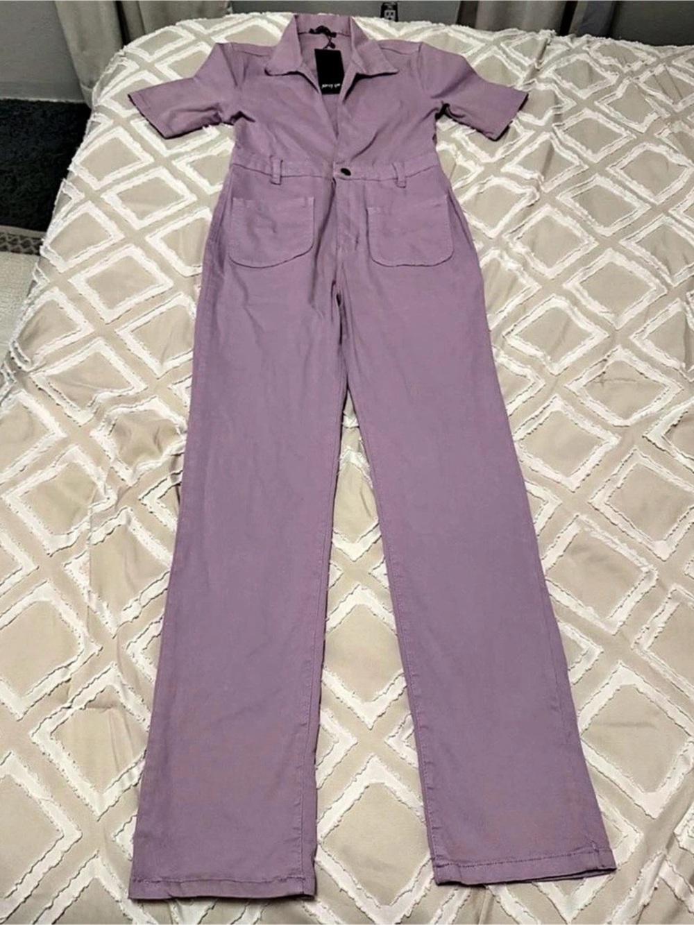 Nasty Gal Short Sleeve Utility Jumpsuit Purple US 4 NWT